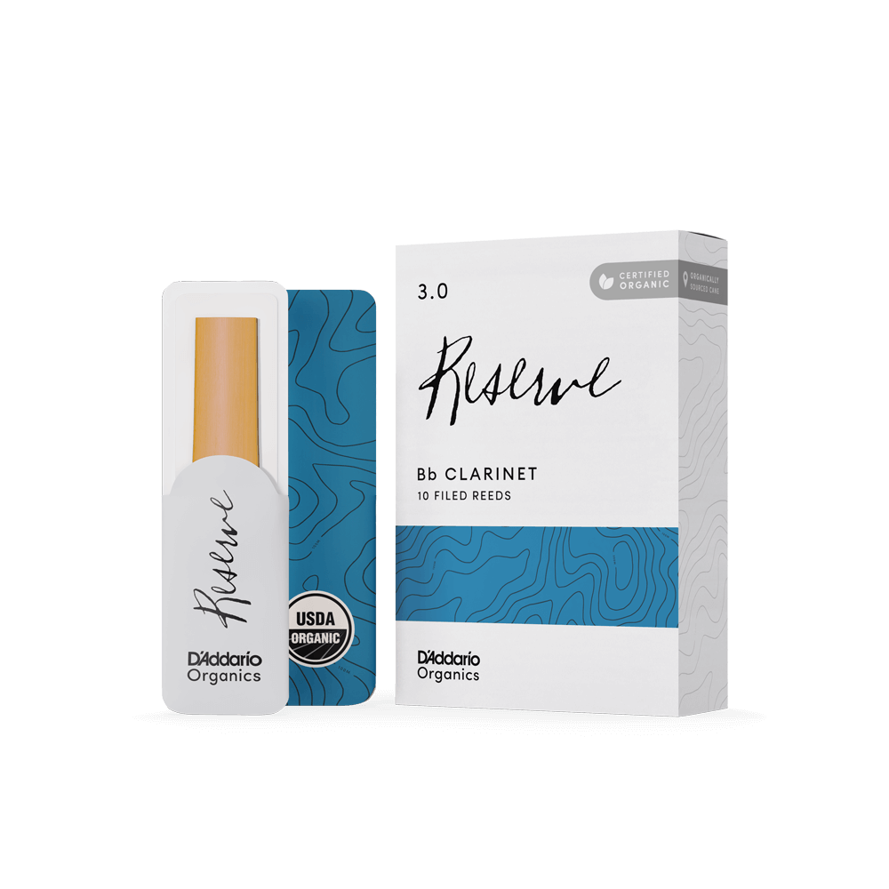 D'Addario Organic Reserve Bb Clarinet Reeds, Strength 3.0, Individually-Sealed, 10-Pack