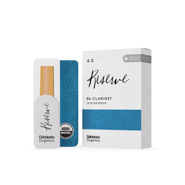 D&#39;Addario Organic Reserve Bb Clarinet Reeds, Strength 4.0, Individually-Sealed, 10-Pack