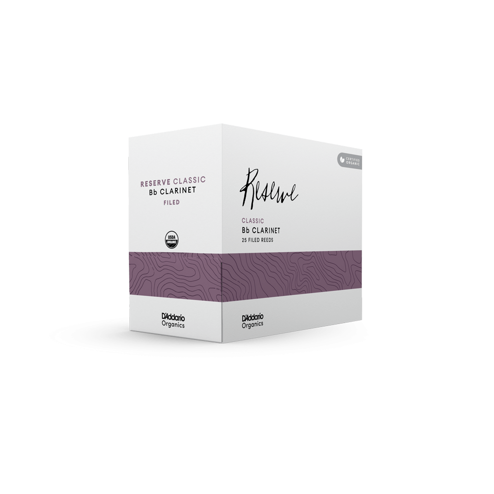 D'Addario Organic Reserve Classic Bb Clarinet Reeds, Strength 3.5, Individually-Sealed, 25-Pack