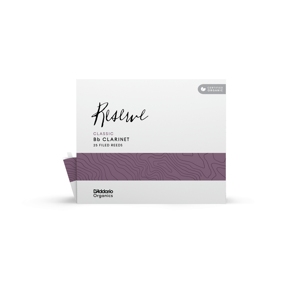 D'Addario Organic Reserve Classic Bb Clarinet Reeds, Strength 3.5, Individually-Sealed, 25-Pack