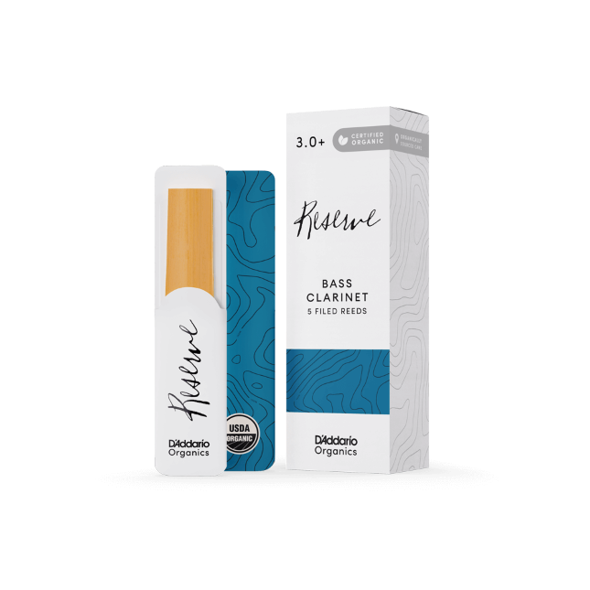 D&#39;Addario Organic Reserve Bass Clarinet Reeds, Strength 3.0+, Individually-Sealed, 5-Pack