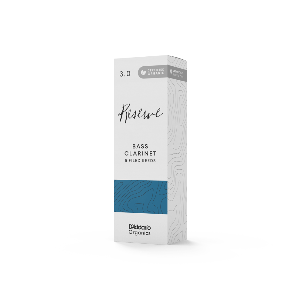 D'Addario Organic Reserve Bass Clarinet Reeds, Strength 3.0, Individually-Sealed, 5-Pack