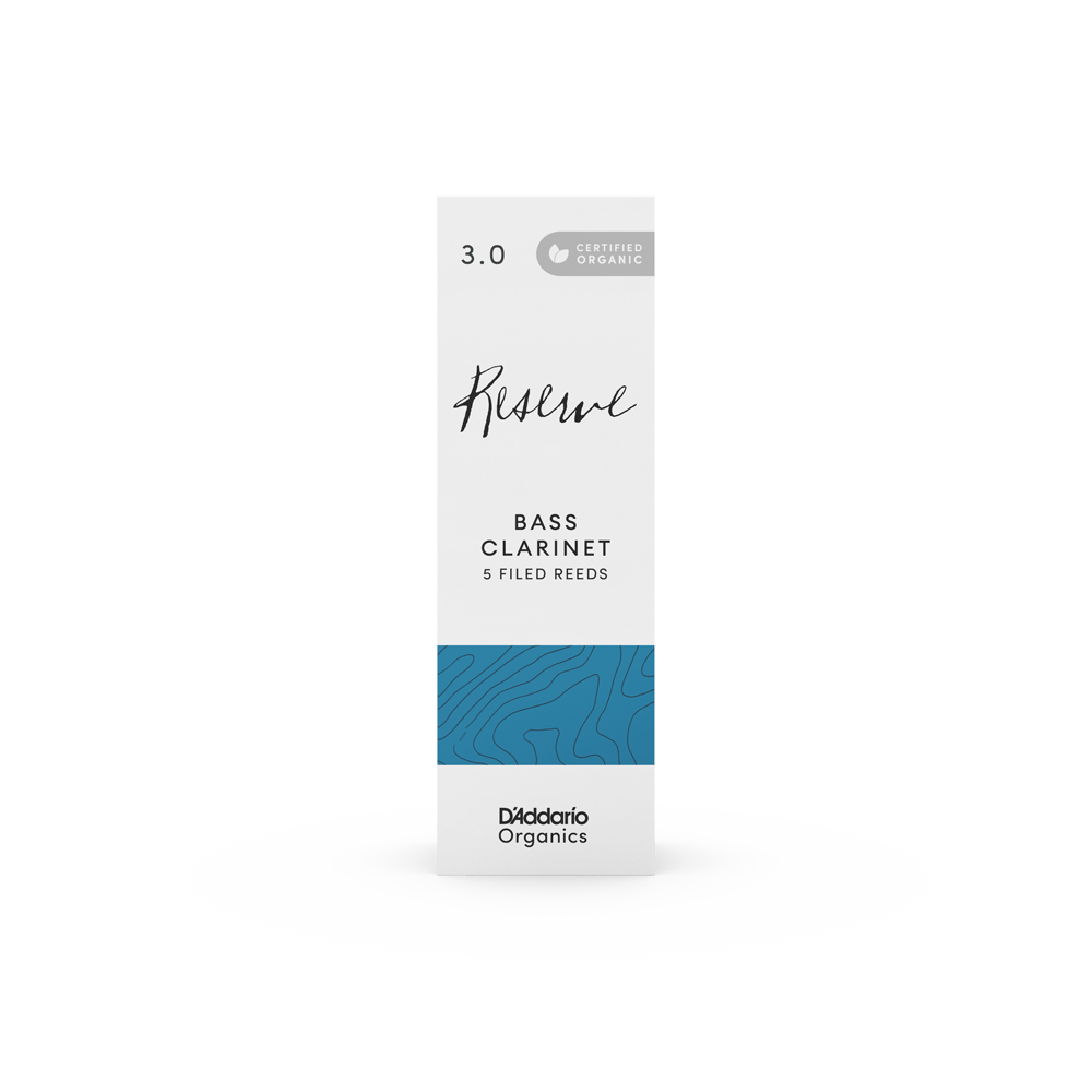 D'Addario Organic Reserve Bass Clarinet Reeds, Strength 3.0, Individually-Sealed, 5-Pack