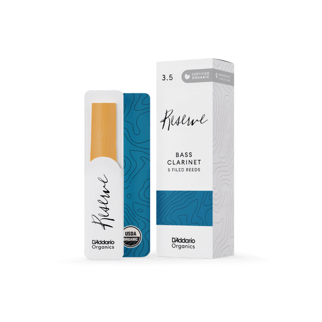 D&#39;Addario Organic Reserve Bass Clarinet Reeds, Strength 3.5, Individually-Sealed, 5-Pack