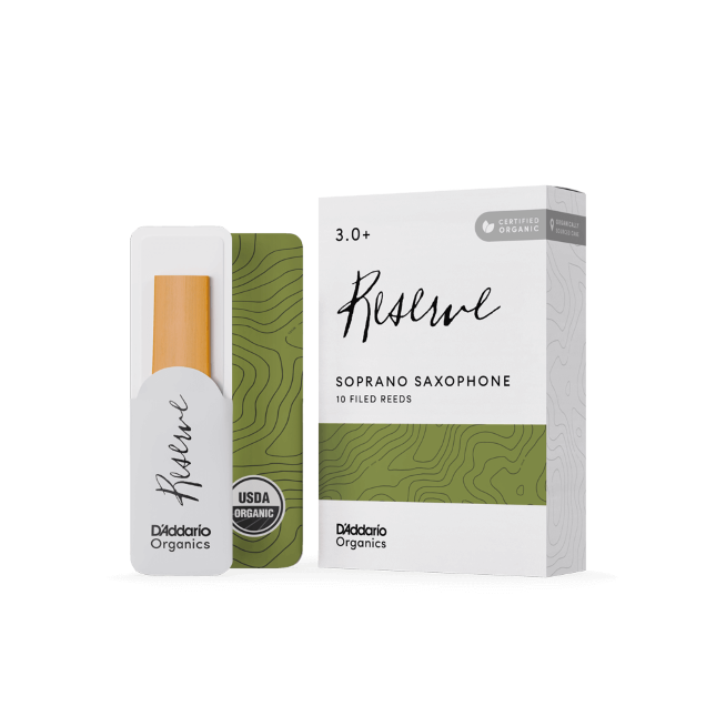 D&#39;Addario Organic Reserve Soprano Saxophone Reeds, Strength 3.0+, Individually-Sealed, 10-Pack