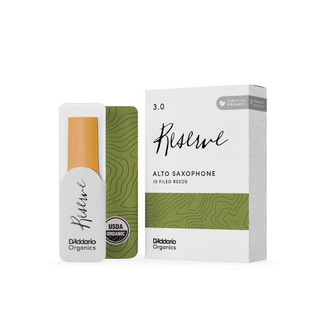 D&#39;Addario Organic Reserve Alto Saxophone Reeds, Strength 3.0, Individually-Sealed, 10-Pack