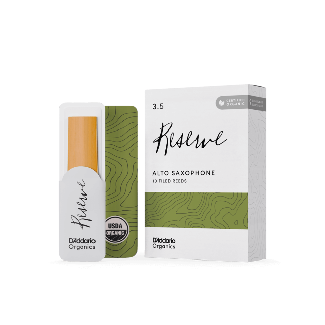 D&#39;Addario Organic Reserve Alto Saxophone Reeds, Strength 3.5, Individually-Sealed, 10-Pack