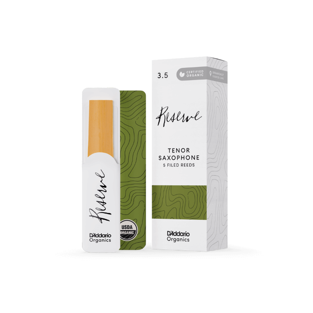 D&#39;Addario Organic Reserve Tenor Saxophone Reeds, Strength 3.5, Individually-Sealed, 5-Pack