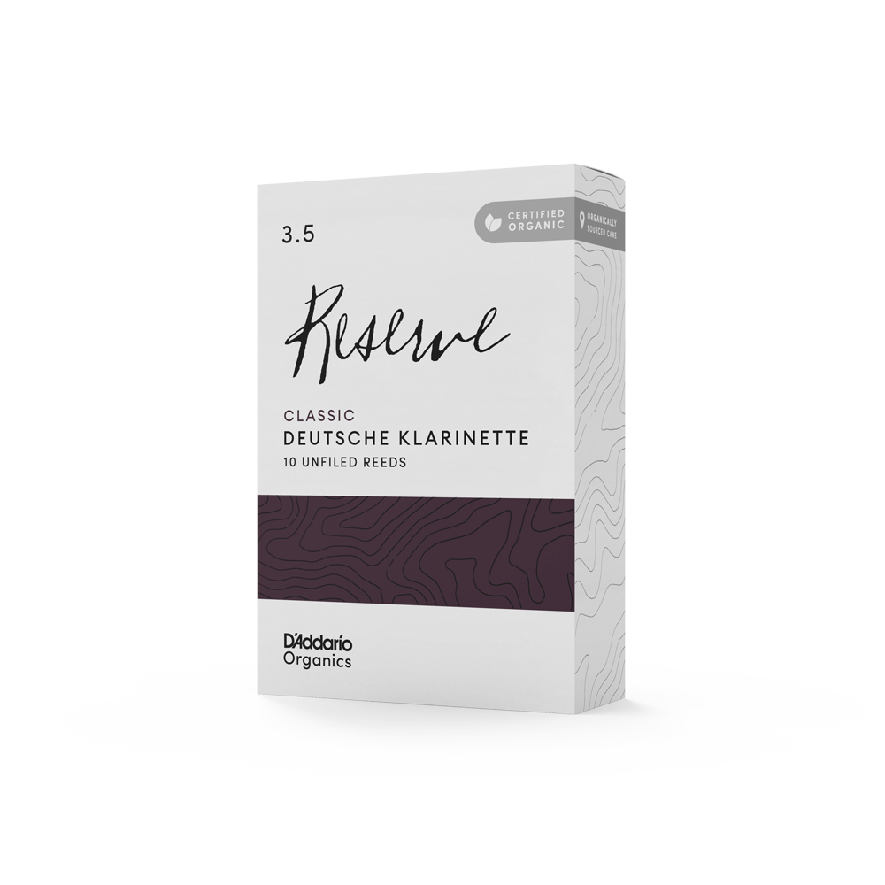 D'Addario Organic Reserve Classic, Deutsche Klarinette Reeds, Strength 3.5, Individually-Sealed, 10-Pack