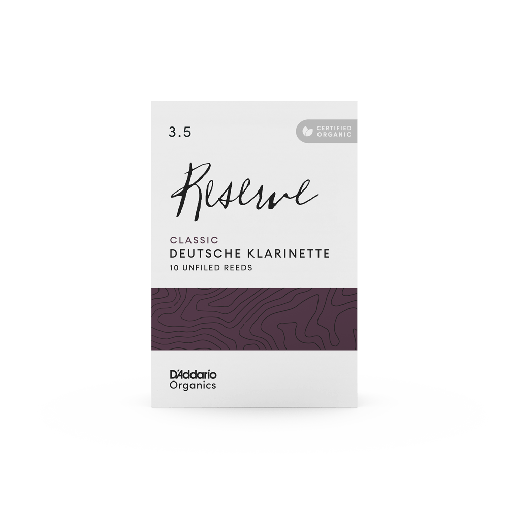 D'Addario Organic Reserve Classic, Deutsche Klarinette Reeds, Strength 3.5, Individually-Sealed, 10-Pack