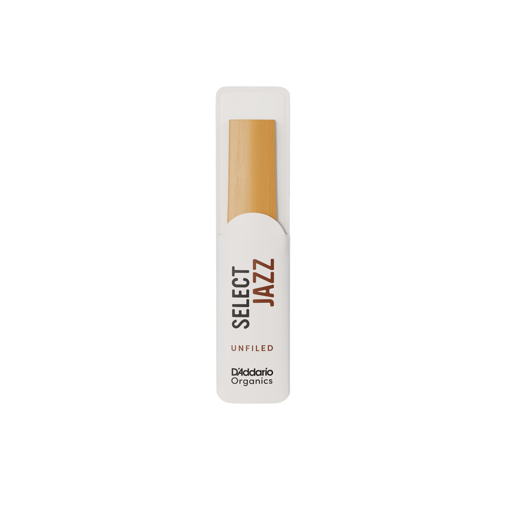D'Addario Organic Select Jazz Unfiled Tenor Saxophone Reeds, Strength 2 Hard, Individually-Sealed, 5-Pack