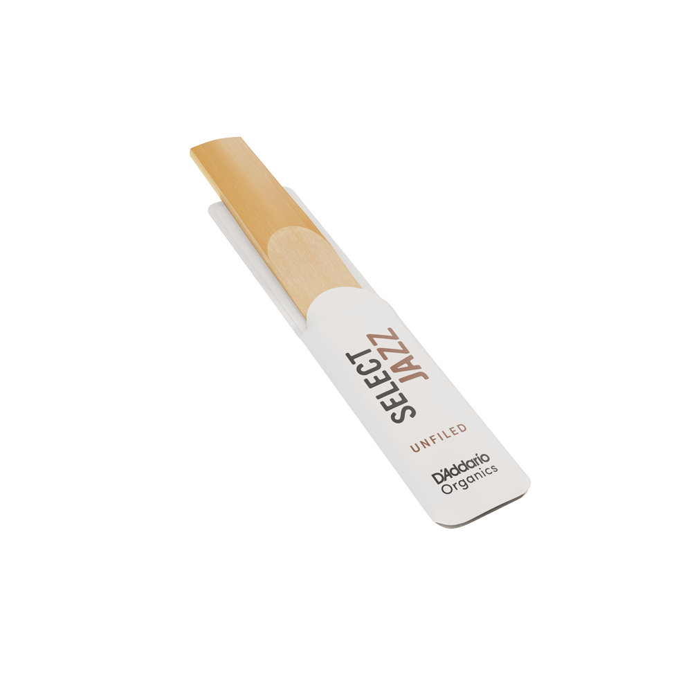 D'Addario Organic Select Jazz Unfiled Tenor Saxophone Reeds, Strength 2 Hard, Individually-Sealed, 5-Pack