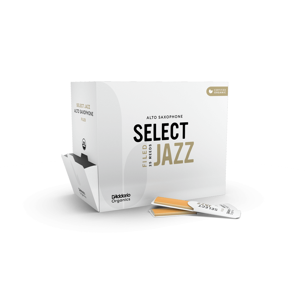 D'Addario Organic Select Jazz Filed Alto Saxophone Reeds, Strength 3 Soft, 25-Pack