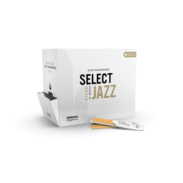 D&#39;Addario Organic Select Jazz Filed Alto Saxophone Reeds, Strength 3 Soft, 25-Pack