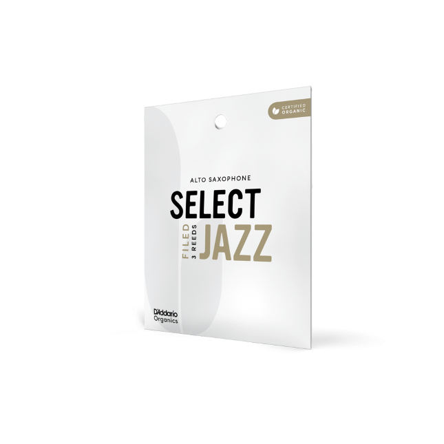 D&#39;Addario Organic Select Jazz Filed Alto Saxophone Reeds, Strength 3 Soft, Individually-Sealed, 3-Pack