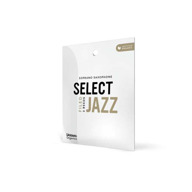 D&#39;Addario Organic Select Jazz Filed Soprano Saxophone Reeds, Strength 2 Hard, Individually-Sealed, 3-Pack