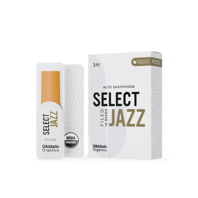 D&#39;Addario Organic Select Jazz Filed Alto Saxophone Reeds, Strength 3 Medium, Individually-Sealed, 10-Pack