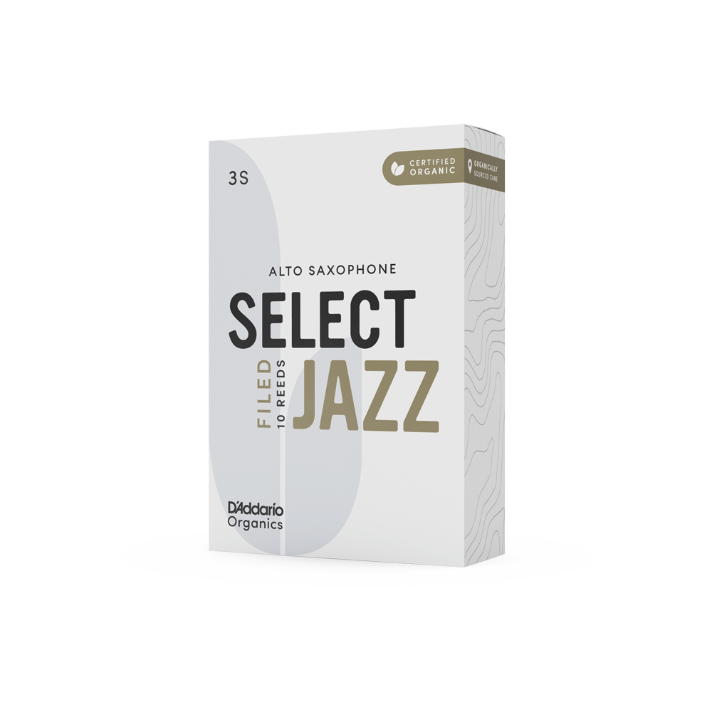 D'Addario Organic Select Jazz Filed Alto Saxophone Reeds, Strength 3 Soft, Individually-Sealed, 10-Pack