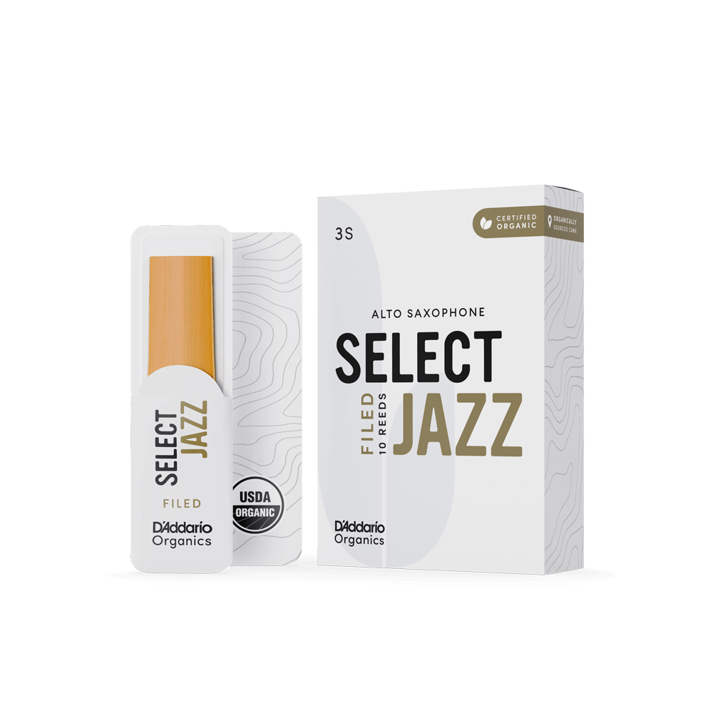 D'Addario Organic Select Jazz Filed Alto Saxophone Reeds, Strength 3 Soft, Individually-Sealed, 10-Pack