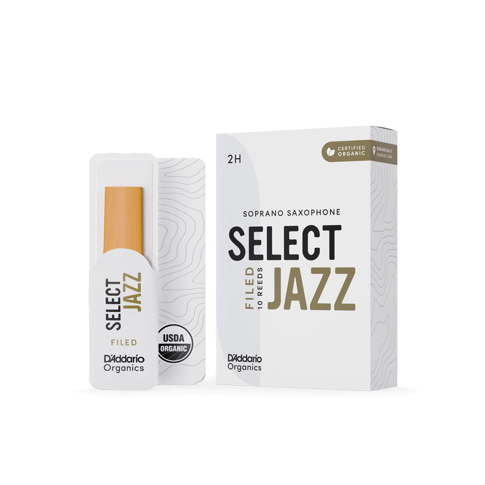 D'Addario Organic Select Jazz Filed Soprano Saxophone Reeds, Strength 2 Hard, Individually-Sealed, 10-Pack