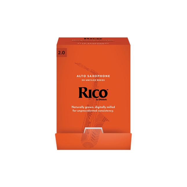 Rico by D&#39;Addario Alto Saxophone Reeds, Strength 2.0, 50-pack