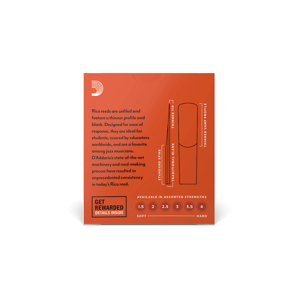 Rico by D'Addario Alto Sax Reeds, Strength 2, 10-pack