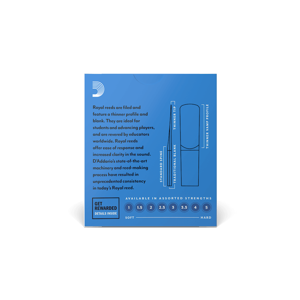 Royal by D'Addario Alto Sax Reeds, Strength 2.5, 10-pack