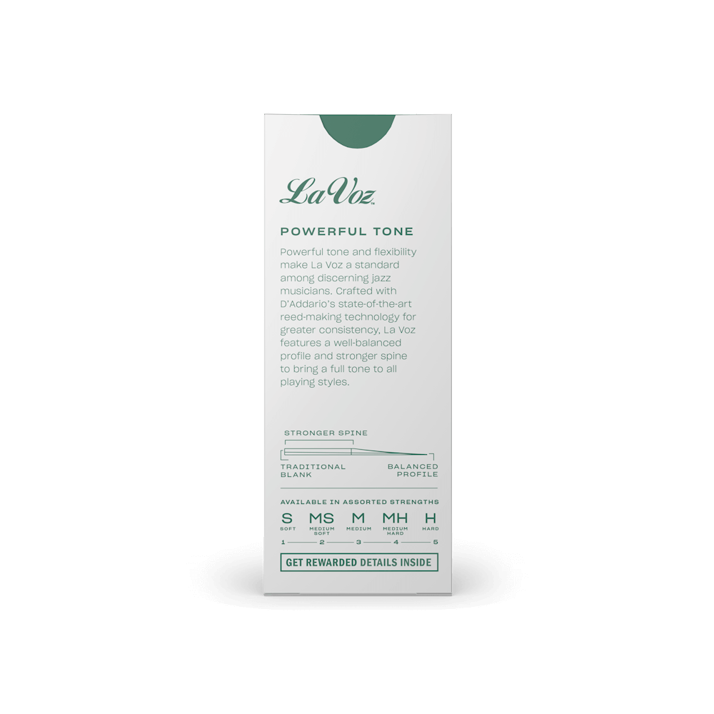 Royal | La Voz Organic Baritone Saxophone Reeds, Strength Medium Soft, 10-pack
