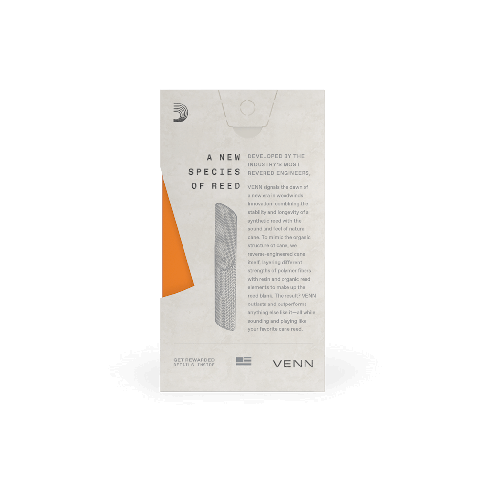 D'Addario VENN Tenor Saxophone Reed, G2, Strength 2.5