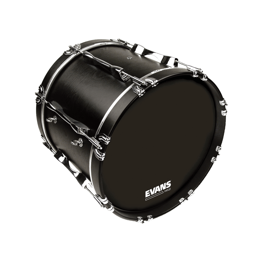 EVANS MX2 Black Marching Bass Drum Head, 22 Inch