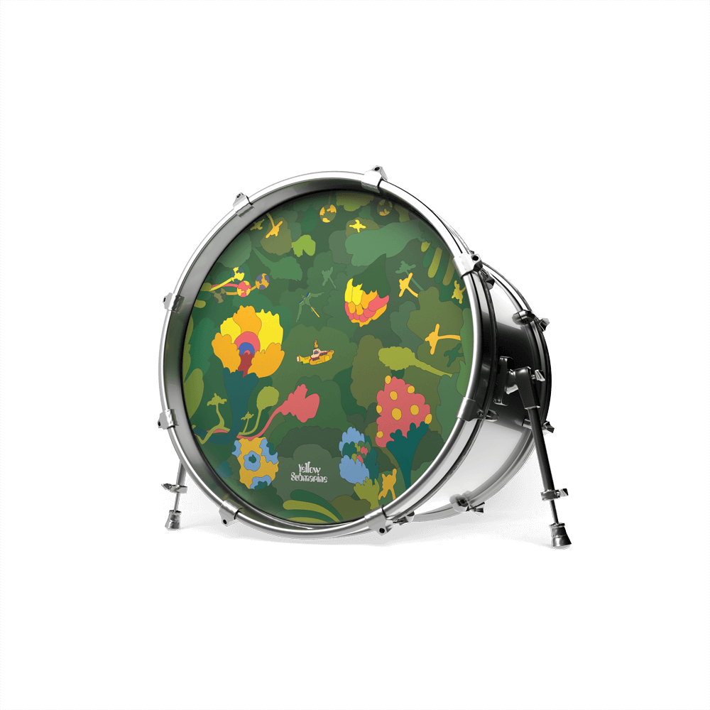 EVANS Yellow Submarine Resonant Bass Drumhead, Pepperland Woods, 20 inch