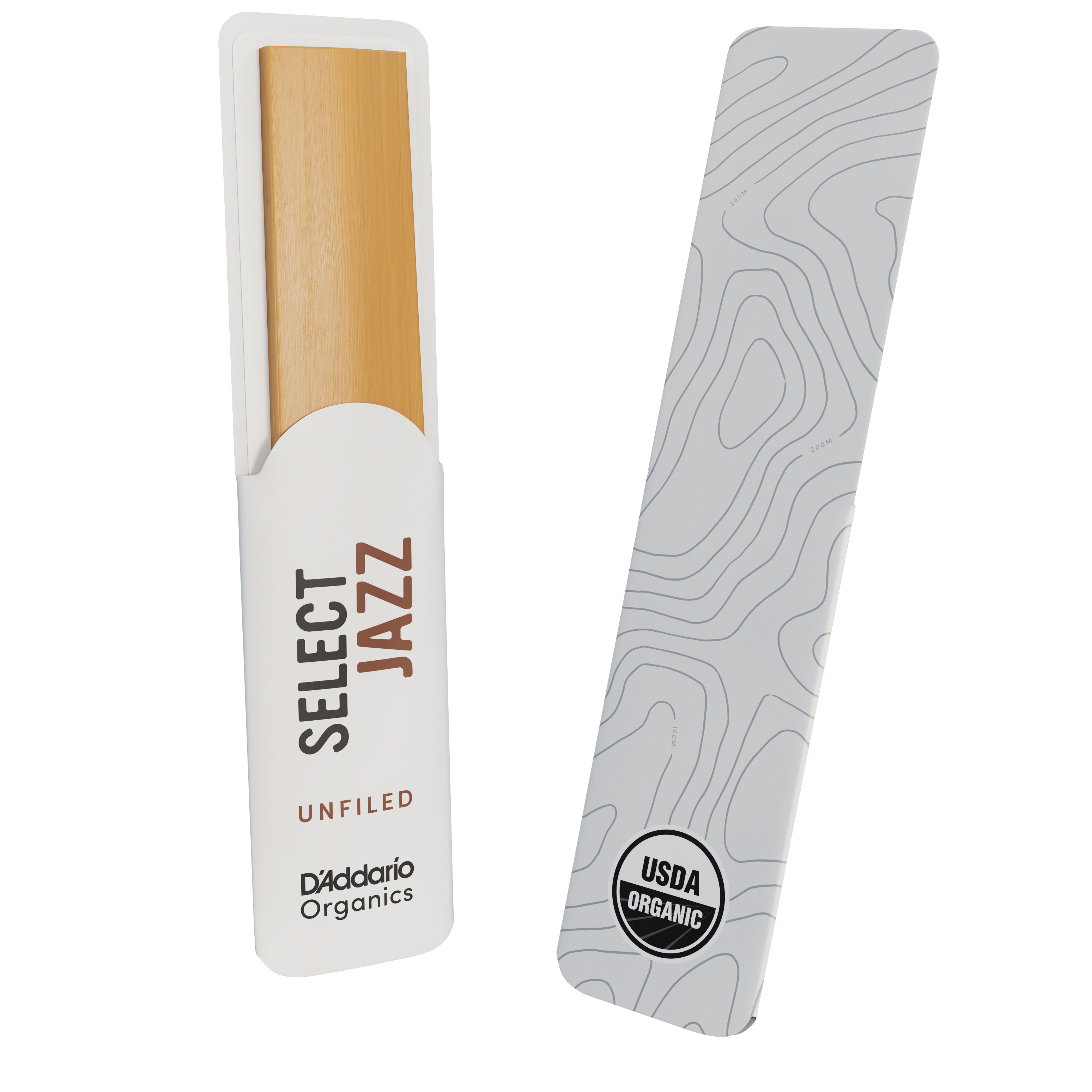 D'Addario Organic Select Jazz Unfiled Tenor Saxophone Reeds, Strength 2 Hard, Individually-Sealed, 5-Pack