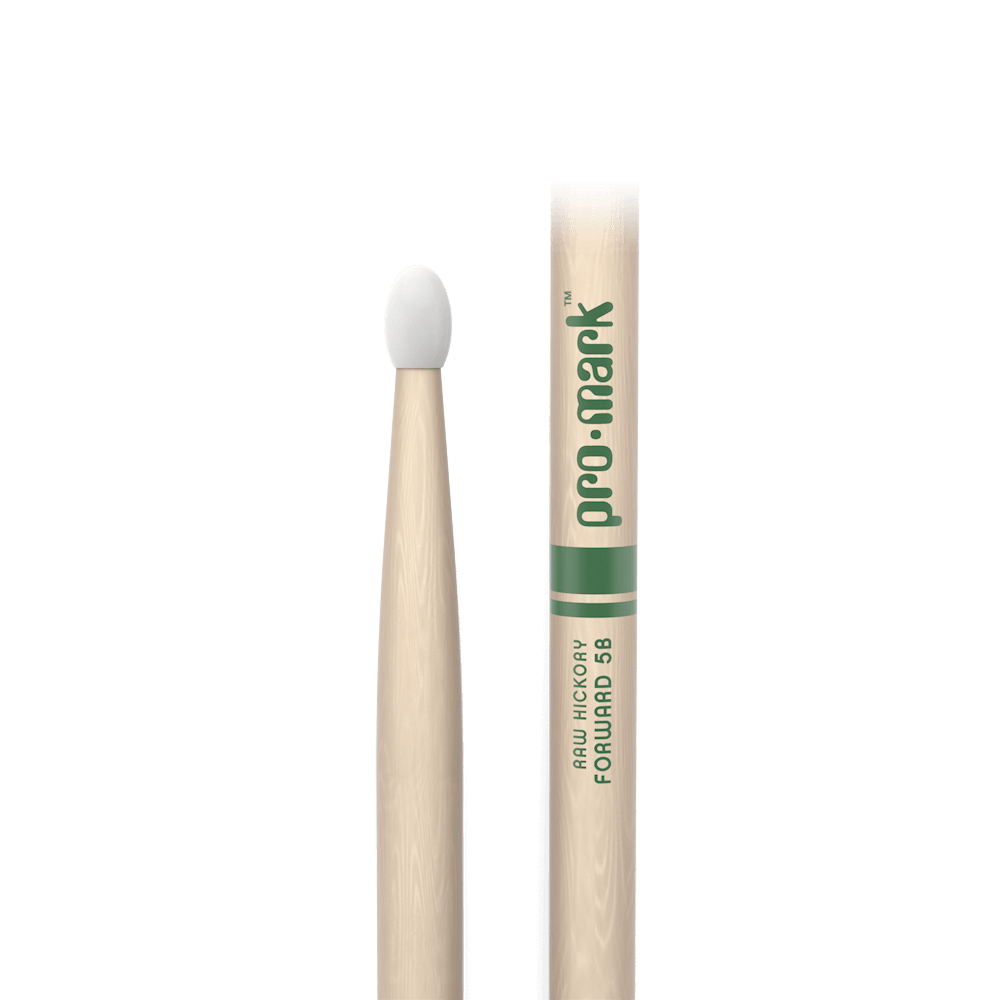 ProMark Classic Forward 5B Raw Hickory Drumstick, Oval Nylon Tip