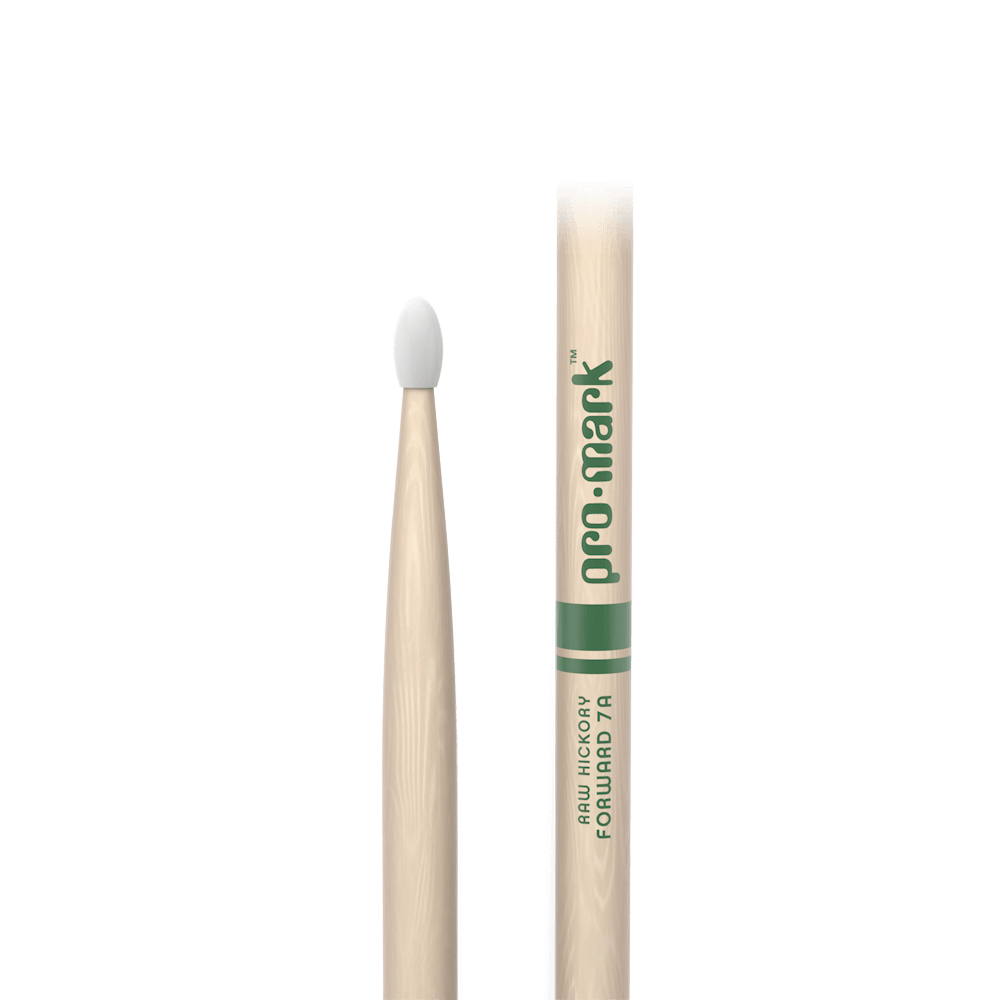 ProMark Classic Forward 7A Raw Hickory Drumstick, Oval Nylon Tip