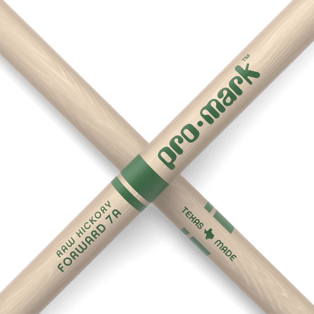 ProMark Classic Forward 7A Raw Hickory Drumstick, Oval Nylon Tip