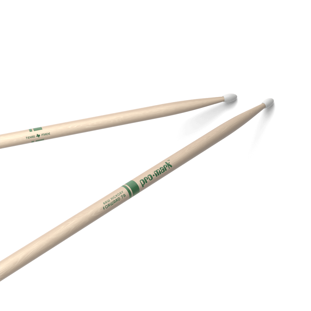 ProMark Classic Forward 7A Raw Hickory Drumstick, Oval Nylon Tip