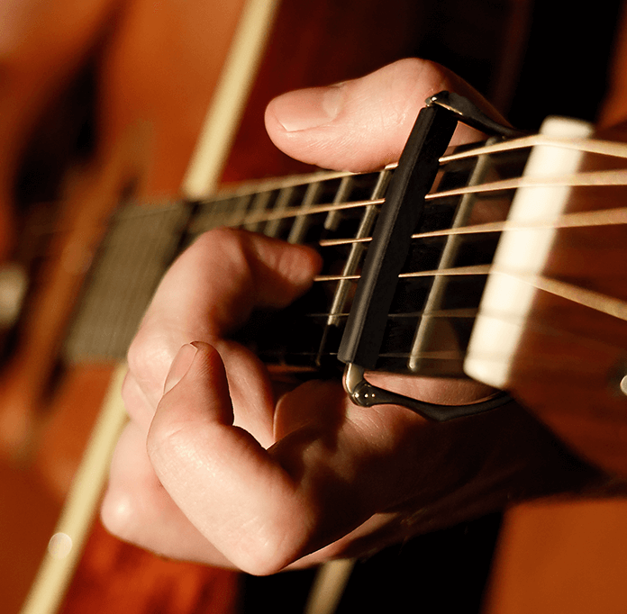Capo on a guitar